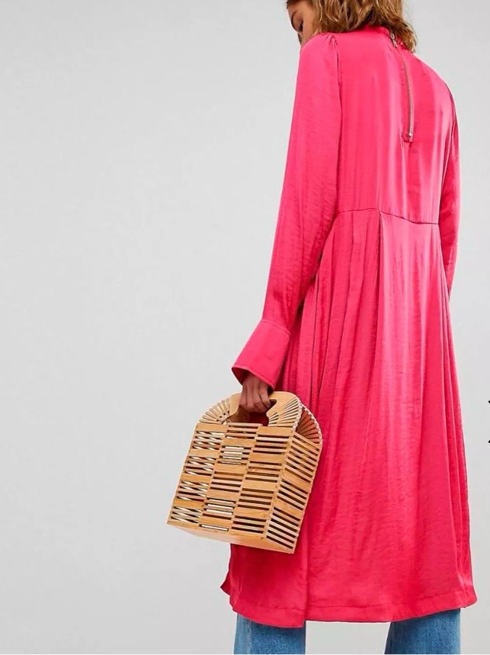 Free People Midi Dress Embroidered Long Sleeve Mock Neck Pink Size M - Picture 2 of 13